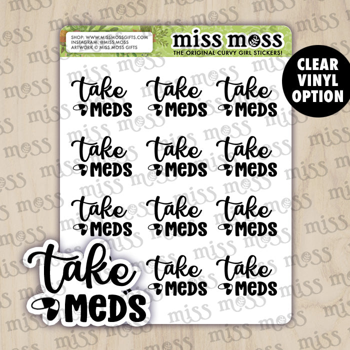 Take Meds Script Lettering Planner Stickers