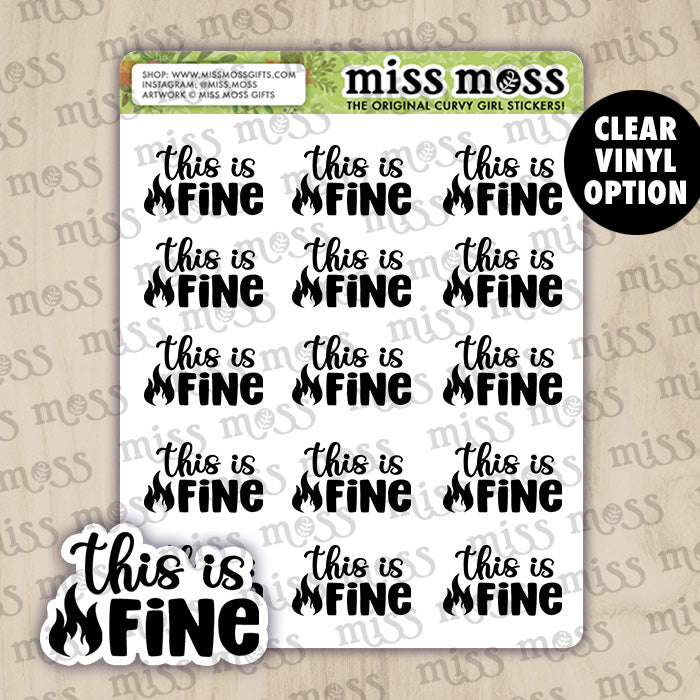 This Is Fine Script Lettering Planner Stickers