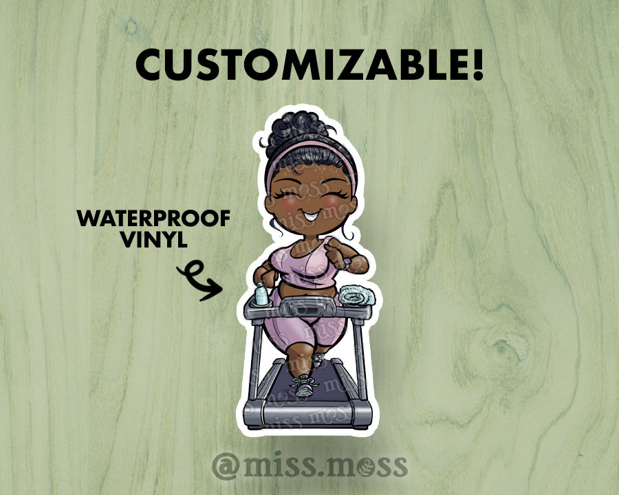 Treadmill Jogging Girl Large Vinyl Sticker