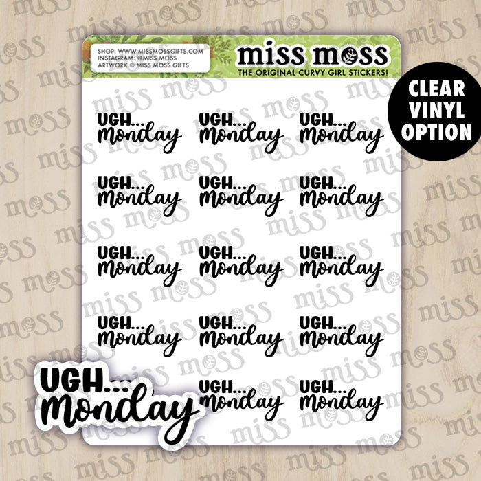 Ugh... Monday Script Lettering Planner Stickers