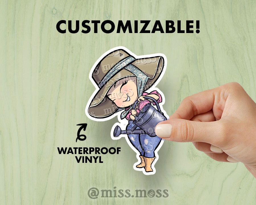 Watering Can Girl Large Vinyl Sticker