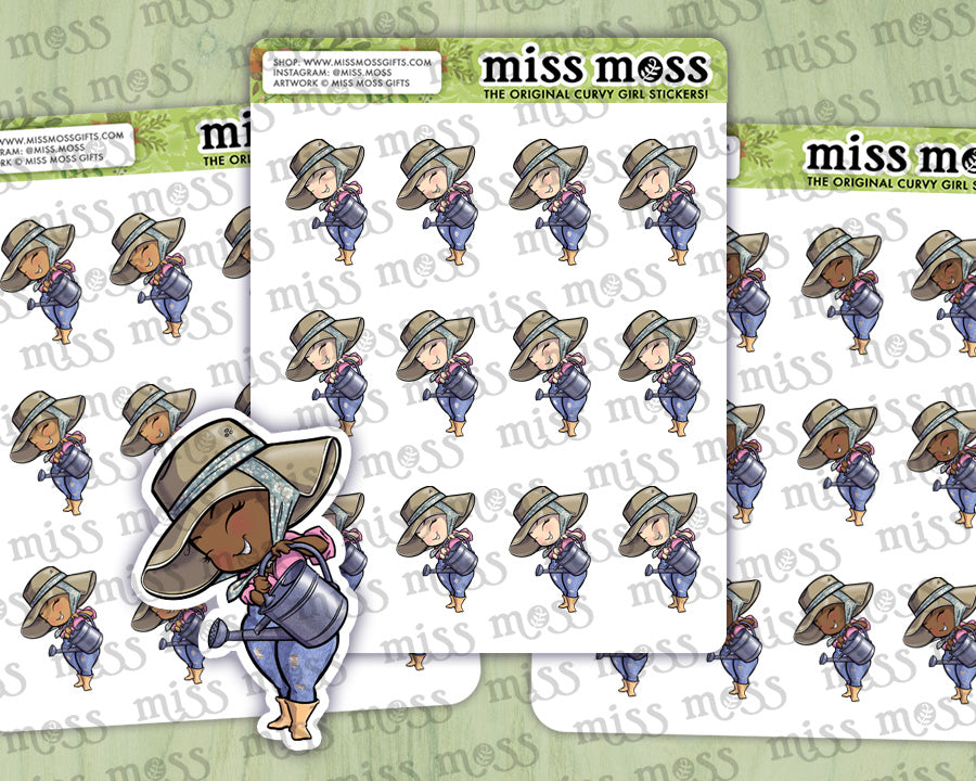 Watering Can Girl Vinyl Planner Stickers