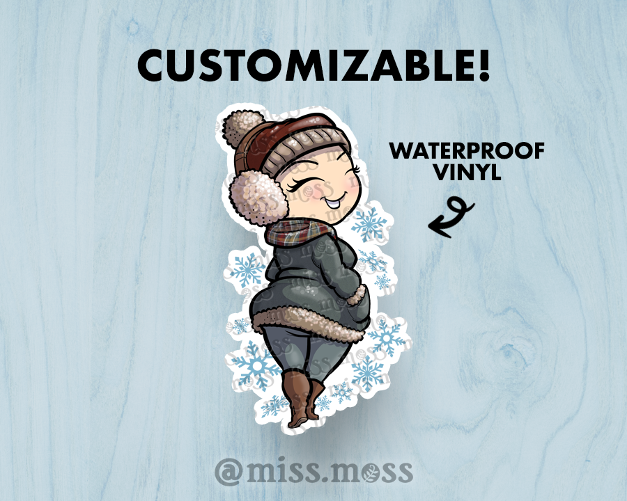 Winter Snowflake Girl Large Vinyl Sticker