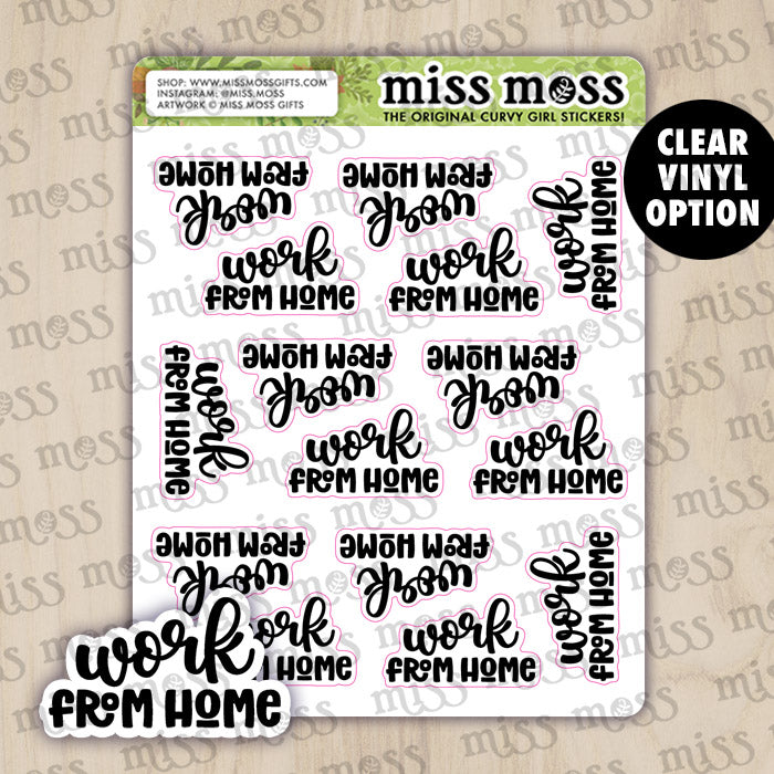 Work From Home Script Lettering Planner Stickers