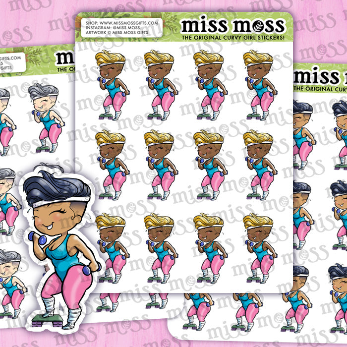 Curvy 80's Workout Girl Vinyl Stickers