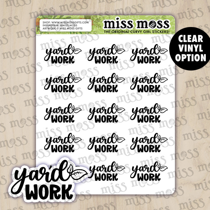 Yard Work Script Lettering Planner Stickers