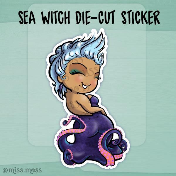 Sea Witch Villian Die-Cut Sticker - Miss Moss Gifts
