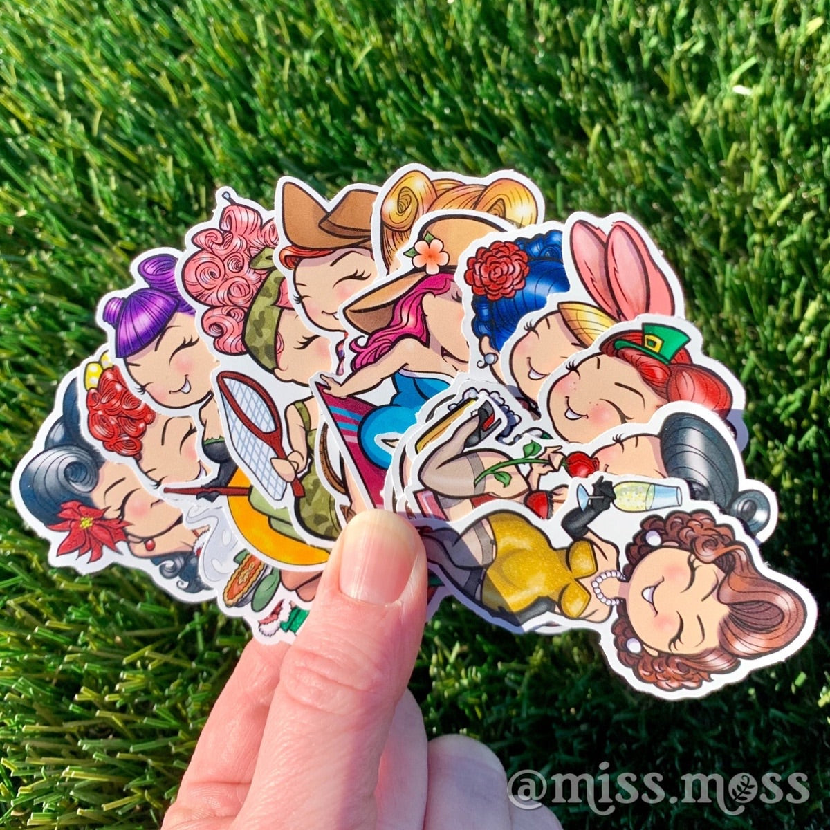 Monthly Pinups 12 Mini Die Cut Sticker Bundle