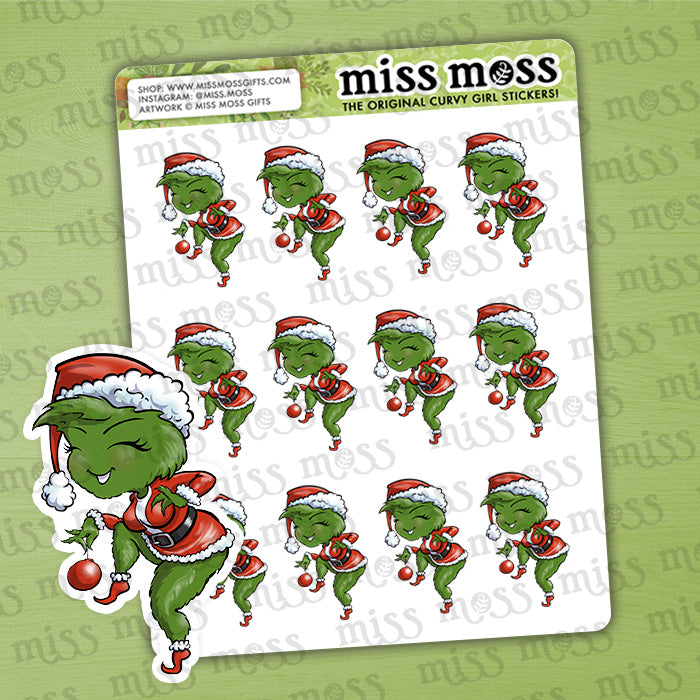 Grinch Girl Vinyl Planner Stickers
