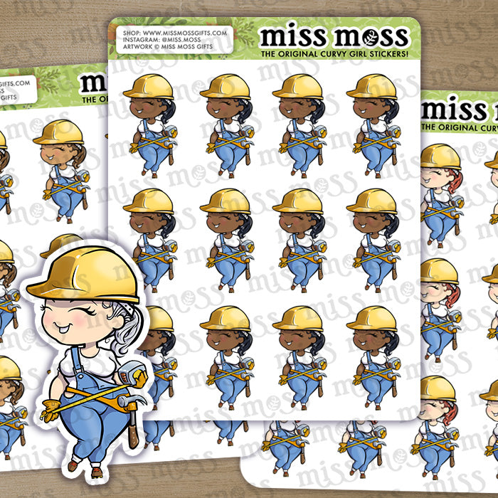 Home Improvement Construction Girl Vinyl Stickers