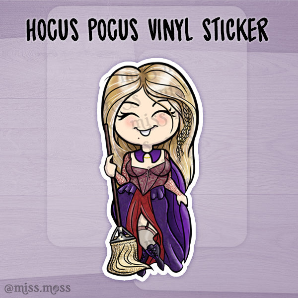 Sarah Halloween Witch Vinyl Die-Cut Sticker