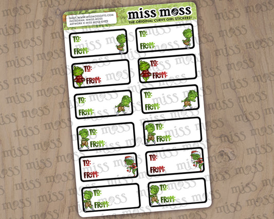 To & From Grinch Christmas Gift Labels