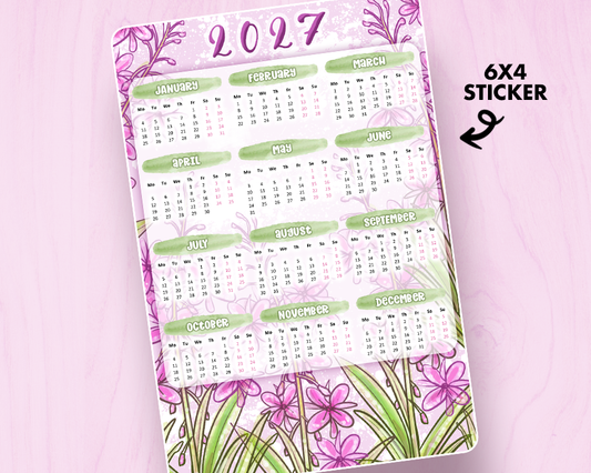 2027 Calendar Large Vinyl Sticker