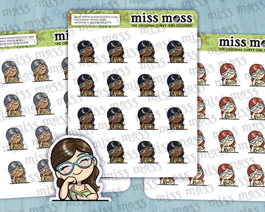 Reading Desk Girl Vinyl Planner Stickers