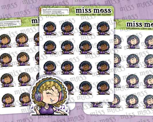 Headphone Girl Vinyl Planner Stickers