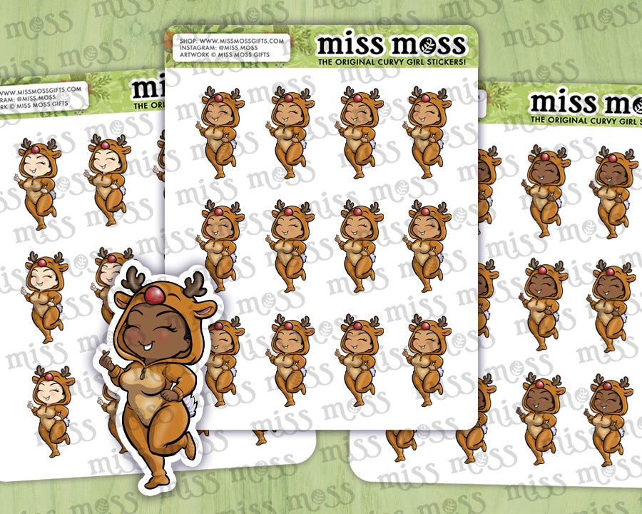 Reindeer Onesie Girl Vinyl Planner Stickers