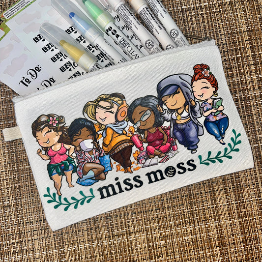 Miss Moss Canvas Sticker & Pencil Pouch