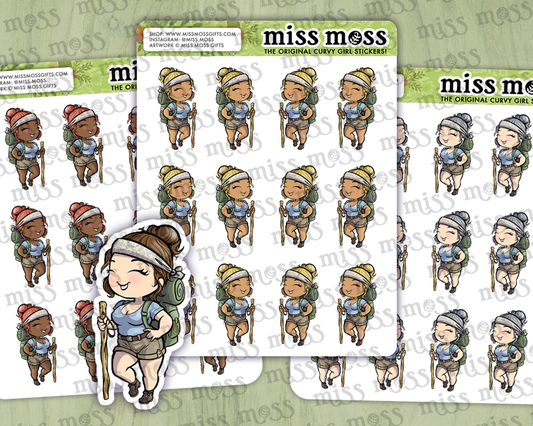 Hiking Hiker Girl Nature Lover Vinyl Planner Stickers