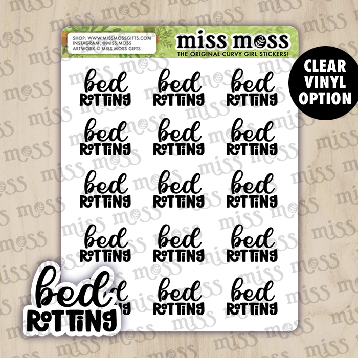 Bed Rotting Script Lettering Planner Stickers