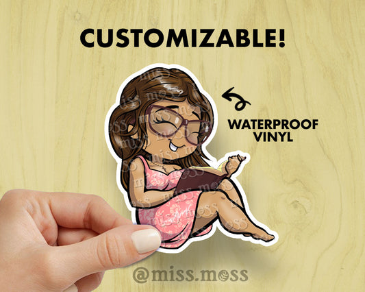 Bible Reading Girl Vinyl Sticker