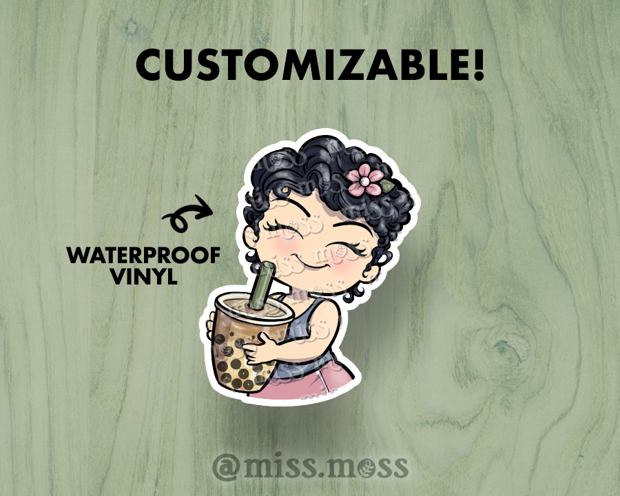 Boba Tea Girl Large Vinyl Sticker