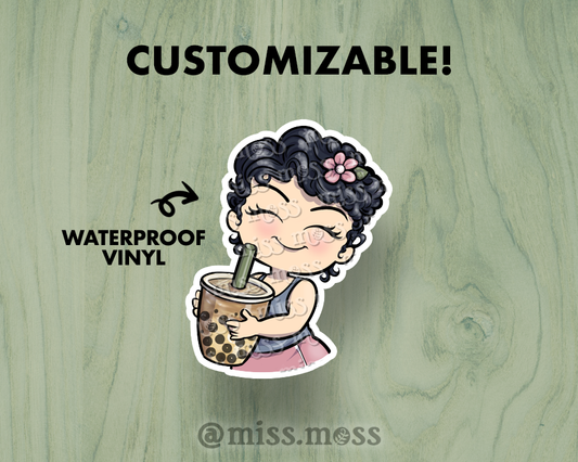 Boba Tea Girl Large Vinyl Sticker