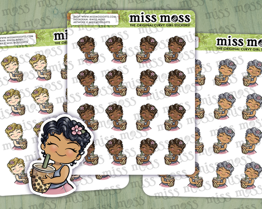 Boba Tea Girl Vinyl Planner Stickers