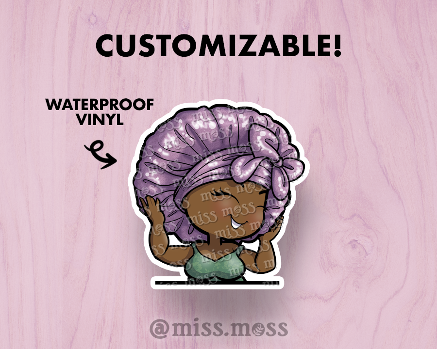 Hair Bonnet Babe Large Vinyl Sticker