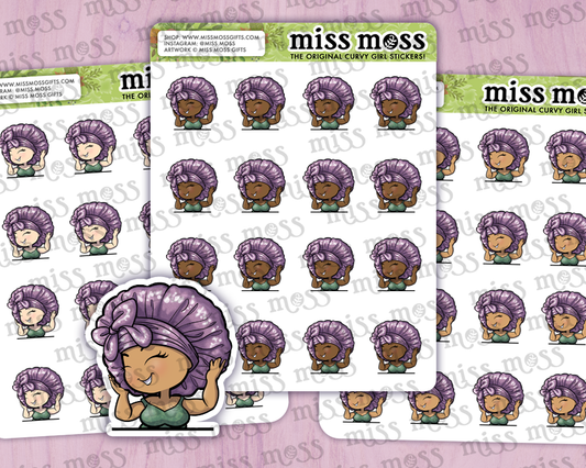 Hair Bonnet Babe Vinyl Planner Stickers