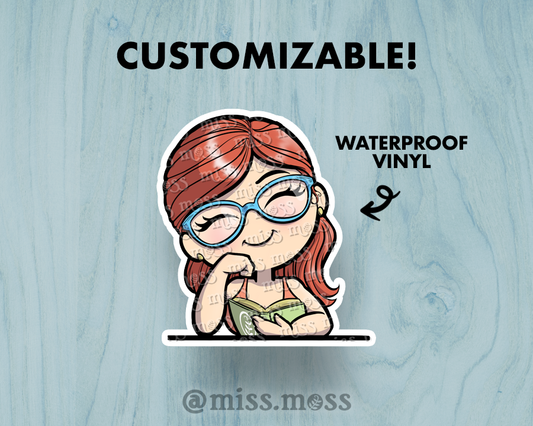 Book Nerd Girl Large Vinyl Sticker