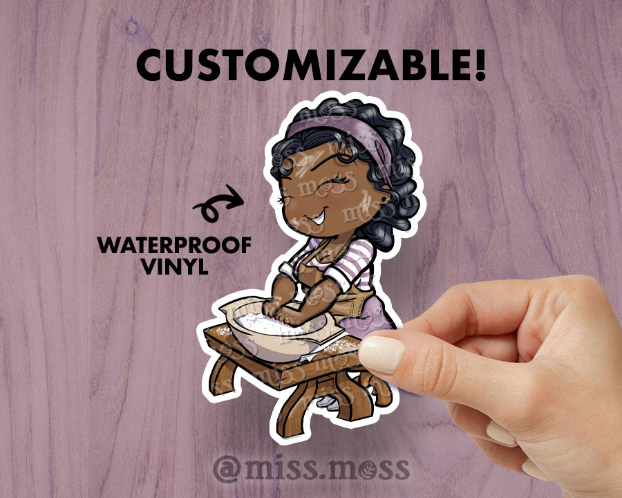 Dough Mixing Girl Vinyl Sticker – Miss Moss Gifts