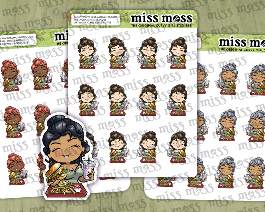 Burger Girl Vinyl Planner Stickers