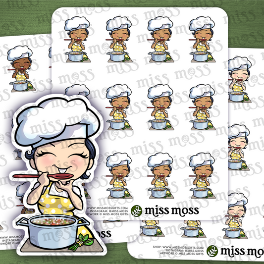 Chef Cooking Meal Prep Waterproof Vinyl Planner Stickers