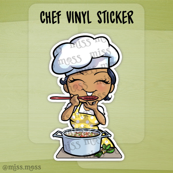 Sticker Design Chef Chef Cooking Meal Prep Waterproof Vinyl Sticker – Miss Moss Gifts