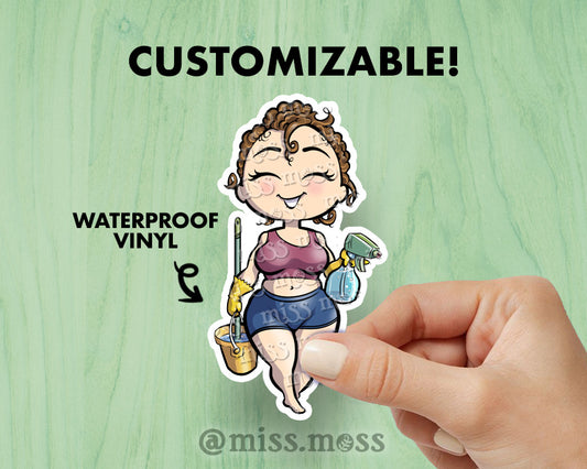 Cleaning Girl Vinyl Sticker