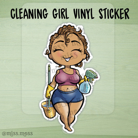 JUMBO Cleaning Girl Vinyl Sticker