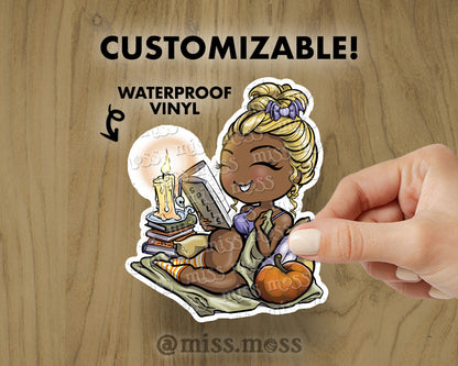Cozy Halloween Reader Waterproof Vinyl Sticker