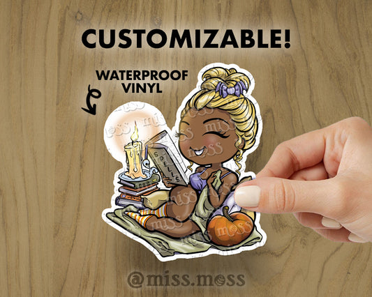 Cozy Halloween Reader Waterproof Vinyl Sticker