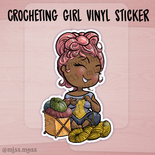 Crochet Girl Waterproof Vinyl Sticker