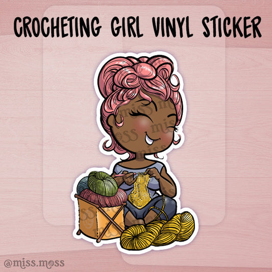 JUMBO Crochet Girl Waterproof Vinyl Sticker
