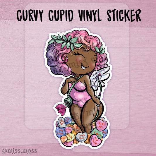 Curvy Cupid Valentine's Day Vinyl Sticker