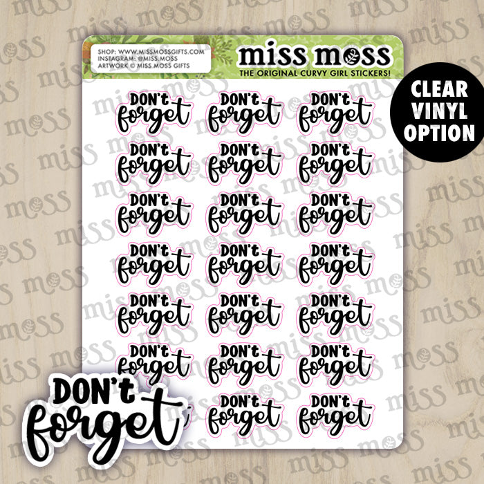 Don't Forget Script Vinyl Planner Stickers – Miss Moss Gifts