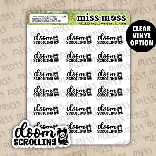 Doom Scrolling Script Lettering Planner Stickers