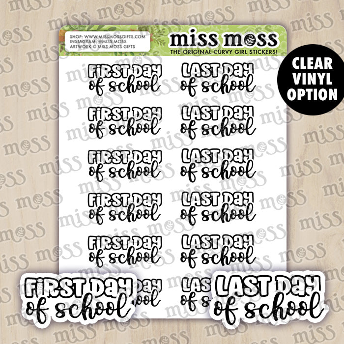 First & Last Day of School Lettering Planner Stickers