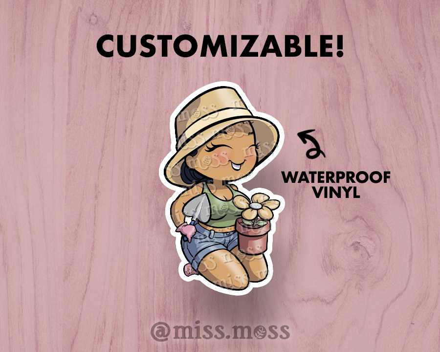Flower Pot Girl Large Vinyl Sticker