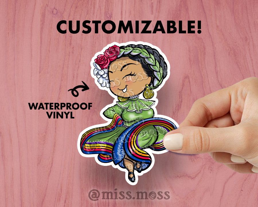 Folklorico Dancing Girl Vinyl Sticker