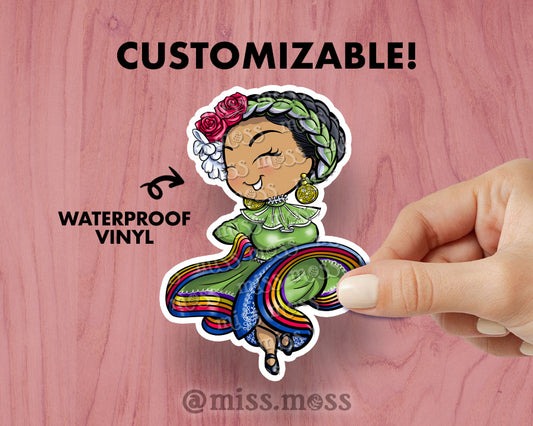 Folklorico Dancing Girl Vinyl Sticker