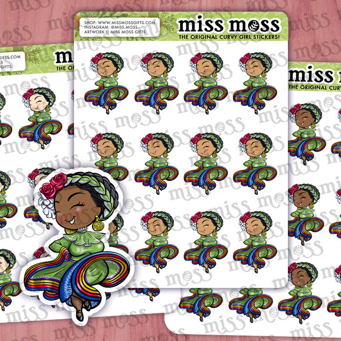 Folklorico Dancing Girl Vinyl Planner Stickers