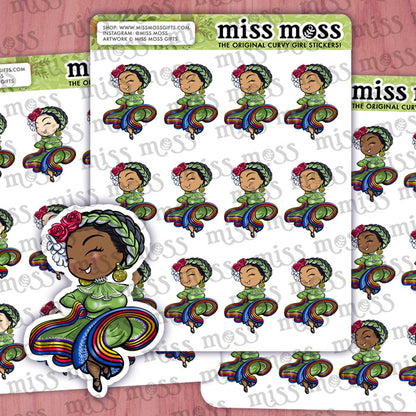 Folklorico Dancing Girl Vinyl Planner Stickers