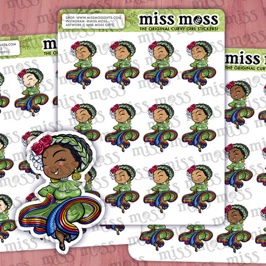 Folklorico Dancing Girl Vinyl Planner Stickers